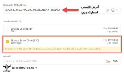  نحوه انتقال توکن‌های BNB صرافی بایننس به کیف پول متامسک