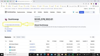 3- لینک اصلی صرافی در سایت کوین مارکت کپ (Copy) آموزش صرافی سوشی سواپ