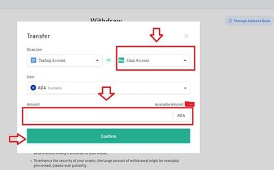 برداشت از حساب در صرافی کوکوین