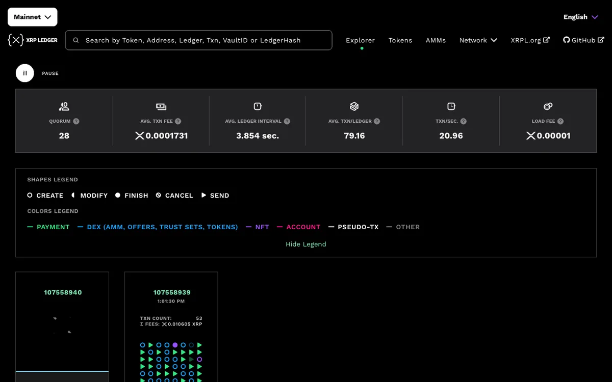 کاوشگر زنده XRP Ledger و بسته شدن دفتر هر چند ثانیه