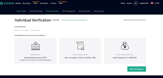 احراز هویت در صرافی kucoin