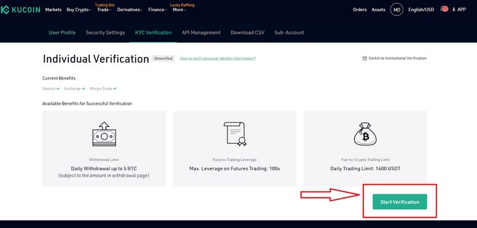 احراز هویت در صرافی kucoin