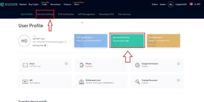 امنیت در صرافی kucoin