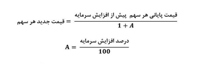 محاسبه قیمت سهم بعد از افزایش سرمایه